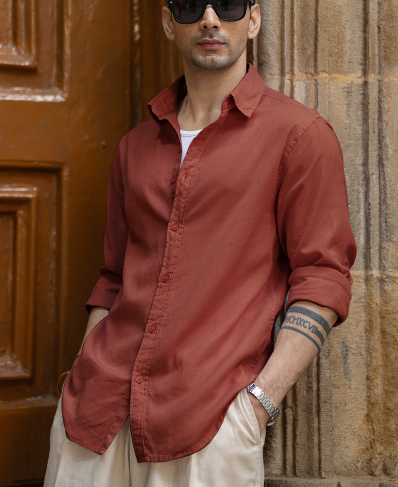 Light Wine Linen Blend Shirt