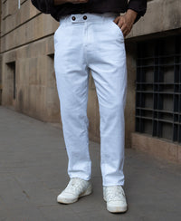 White Regular Fit Cotton Pants