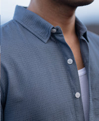 Blue Structured Ombre Shirt 100% Cotton