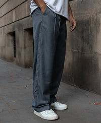 Grey Pleated Baggy Trousers