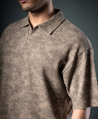 Dark Beige Printed Boxy T-Shirt