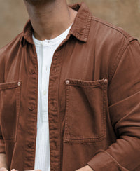 Brown Textured Overshirt 100% Cotton