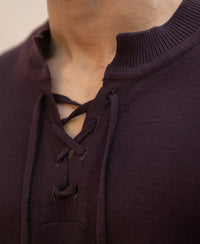 Wine Henley T-Shirt 100% Cotton