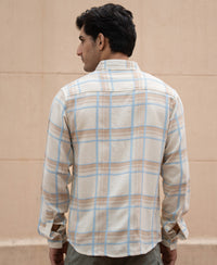 Beige Double Pocket Checks Shirt