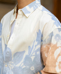 Cream Floral Print Shirt 100% Cotton