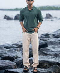 Green Regular Fit Full Sleeves T-Shirt 100% Cotton