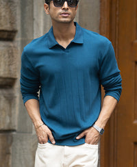 Royal Blue Striped Knitted T-Shirt 100% Cotton