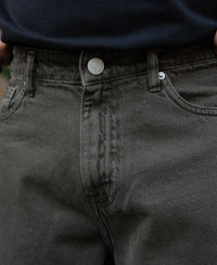 Dark Olive Washed Baggy Jeans 100% Cotton