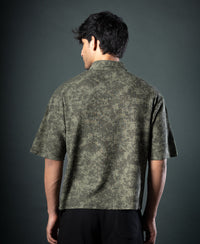 Olive Structure Print Boxy T-Shirt