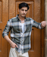 Olive Twill Checks Shirt