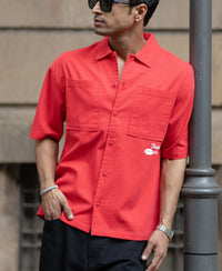 Red Printed Structure Shirt 100% Cotton