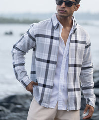 Grey Checks Zipper Shirt