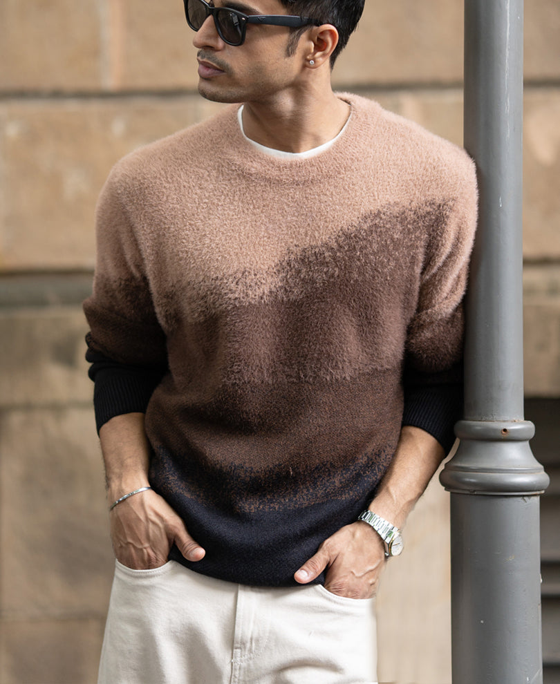Brown Ombre Jacquard T-Shirt