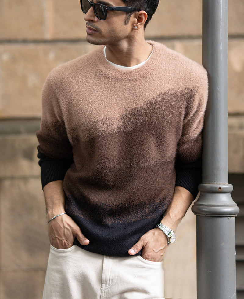 Brown Ombre Jacquard T-Shirt