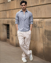Dark Blue Lightweight Striped Shirt