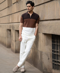Brown & Beige Stripe Knit T-Shirt 100% Cotton
