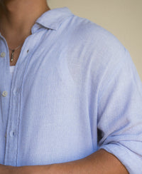Light Blue Linen Blend Shirt