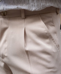 Cream Baggy Fit Korean Pants
