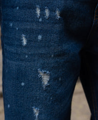 Dark Blue Distressed Baggy Fit Jeans