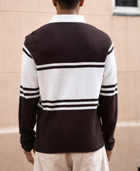 Coffee Brown Structured Stripe T-Shirt 100% Cotton