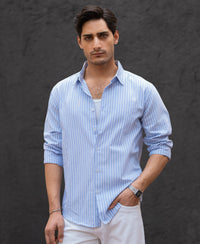 Light Blue Oxford Stripe Shirt 100% Cotton