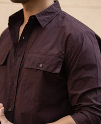 Wine Double Pocket Lightweight Shirt 100% Cotton