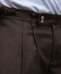 Brown Pleated Gurkha Pants