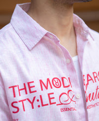 Pink Printed Stripe Shirt 100% Cotton