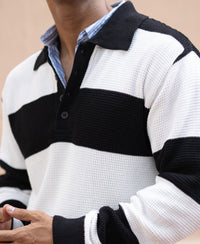 Black And White Knit T-Shirt 100% Cotton