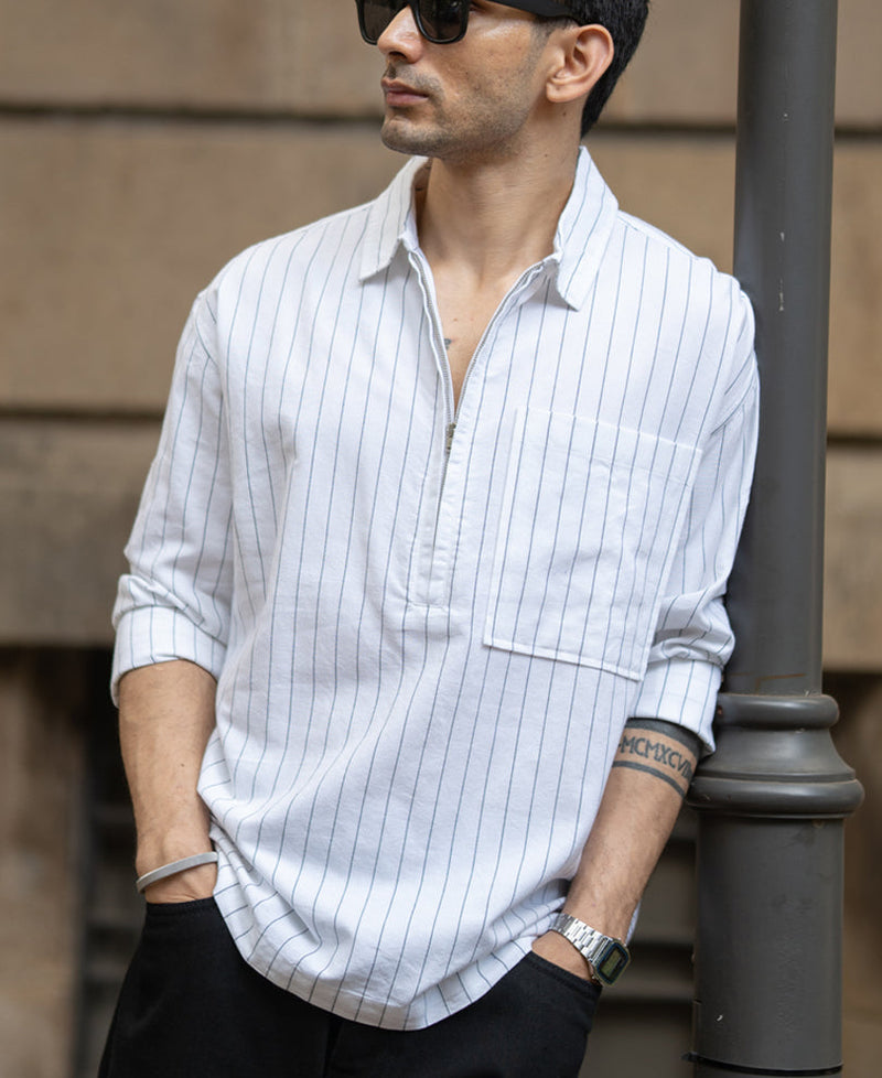 White Stripe Lightweight Kurta Shirt 100% Cotton