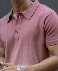 Brick Ombre Knit Polo T-Shirt 100% Cotton