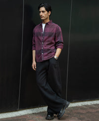 Burgendy Overdyed Checks Shirt