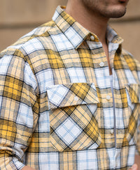 Yellow Checks Double Pocket Shirt