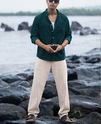 Dark Teal Corduroy Buttondown Shirt 100% Cotton