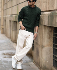 Pine Distressed Cable Knit T-Shirt