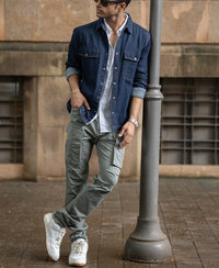 Indigo Denim Overshirt With Pockets 100% Cotton