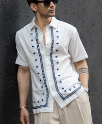 Off White Embroidered Shirt 100% Cotton