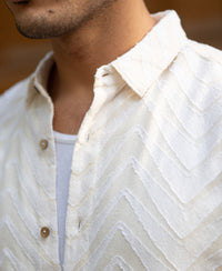 Off White Jacquard Shirt 100% Cotton