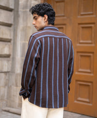Dark Brown Structured Stripe Shirt