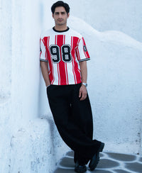 Red Printed Stripe Graphic T-Shirt