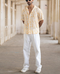 Amber Yellow Abstract Print Shirt
