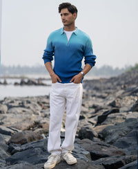 Blue Ombre Structure T-Shirt 100% Cotton