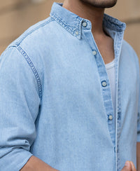 Light Blue Washed Button Down Shirt 100% Cotton