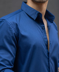 Navy Melange Stretch Shirt