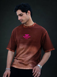 Brown Sprayed Graphic T-Shirt 100% Cotton