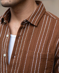 Brown Structure Stripe Shirt
