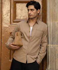 Tan Washed Cotton Shirt