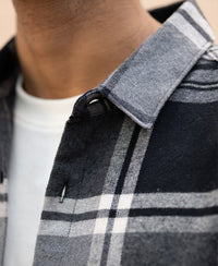 Grey & Black Macro Checks Shirt 100% Cotton