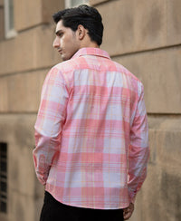 Peach Lightweight Summer Checks Shirt 100% Cotton