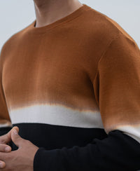 Brown And Black Stripe Knit T-Shirt 100% Cotton